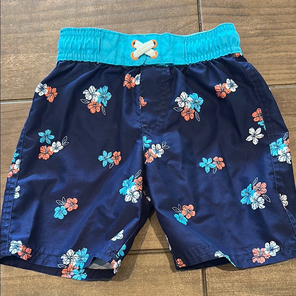 Cat & Jack Blue Floral Swim Shorts